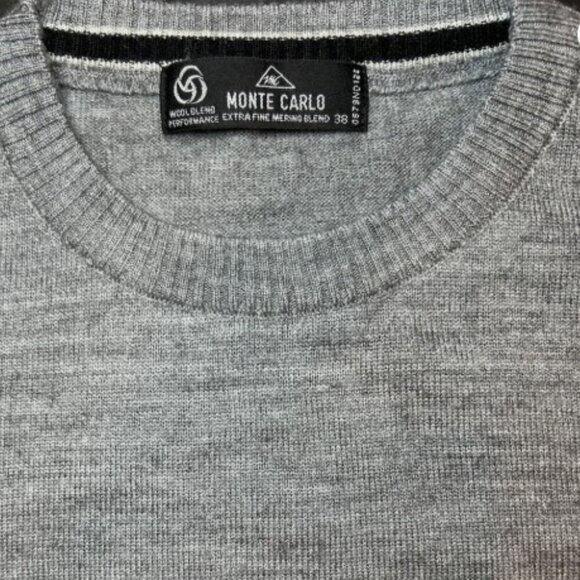 Monte Carlo Mens Extra Fine Merino Wool Crewneck Pullover Sweater Grey Size 38 M - Picture 4 of 7